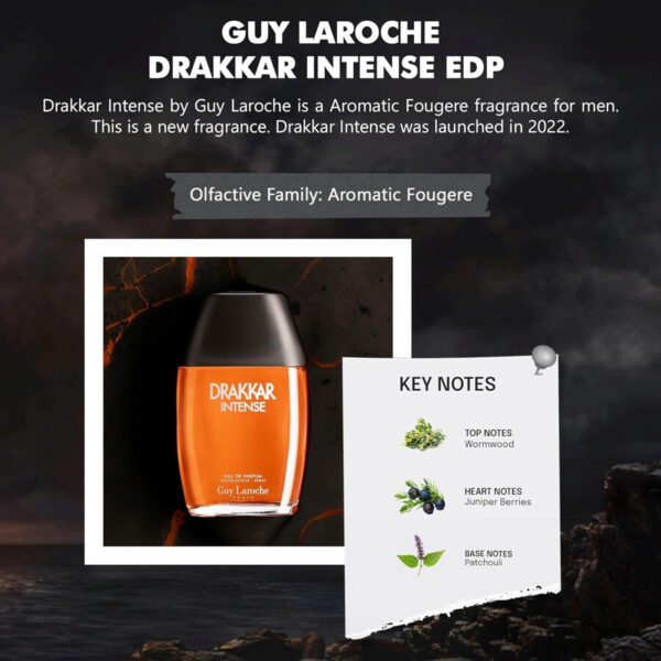 ⁦عطر دراكار رجالي إنتنس 100 مل - GUY LAROCHE Men's Drakkar Intense EDP Spray 3.4 oz Fragrances⁩ - الصورة ⁦3⁩